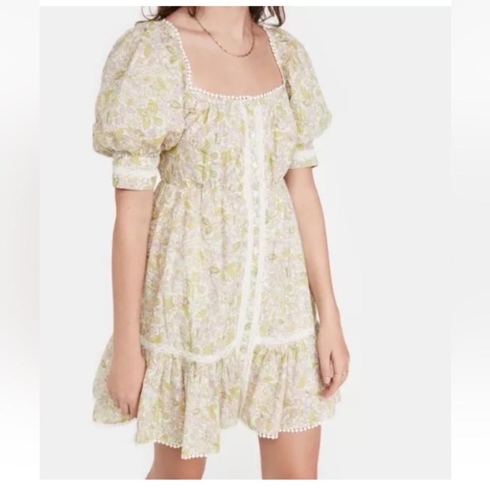 Love The Label Dress Sm Josepha Square Neck Puff Sleeve Mini Cottagecore Cotton